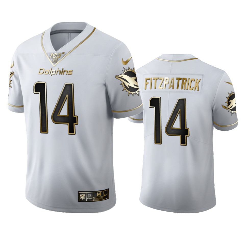 Miami Dolphins 14 Ryan Fitzpatrick Men Nike White Golden Edition Vapor Limited NFL 100 Jersey